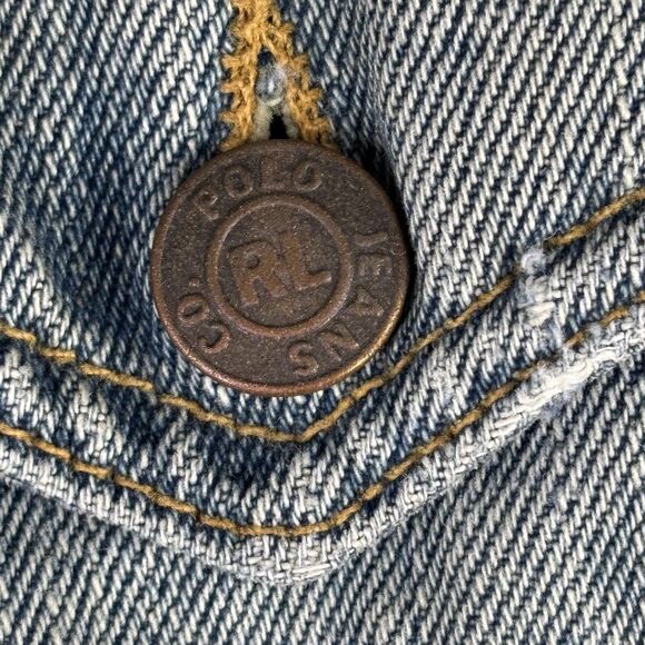 Ralph Lauren Polo Jeans CoJacket Mens 2XL Light Wash Blue Denim Trucker RL - Picture 11 of 16